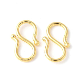 S - Clasp, 18K Gold-plated Steel, 12x8mm, 4 pcs. - Uniq Perler - 114808