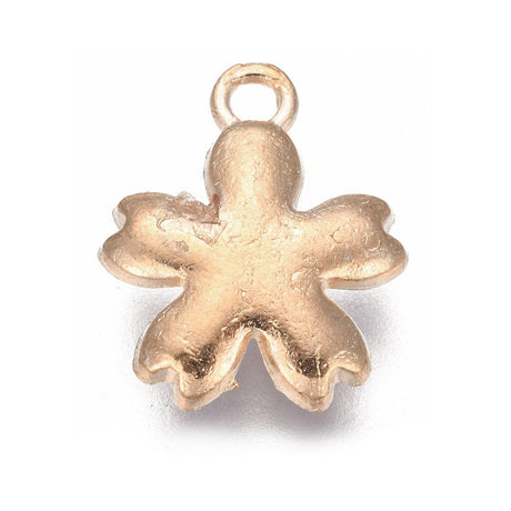 Sakura Blomster Vedhæng Med Lilla Emalje Og Rhinsten, 18K Forgyldt, (16x14x3mm, 10 Stk) - Uniq Perler - 111734