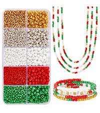 Seed Beads DIY Sæt – Jule Farve Mix, Metallic Og Opaque, Runde (2-4mm) - Uniq Perler - 126327