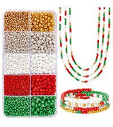 Seed Beads DIY Sæt – Jule Farve Mix, Metallic Og Opaque, Runde (2-4mm) - Uniq Perler - 126327