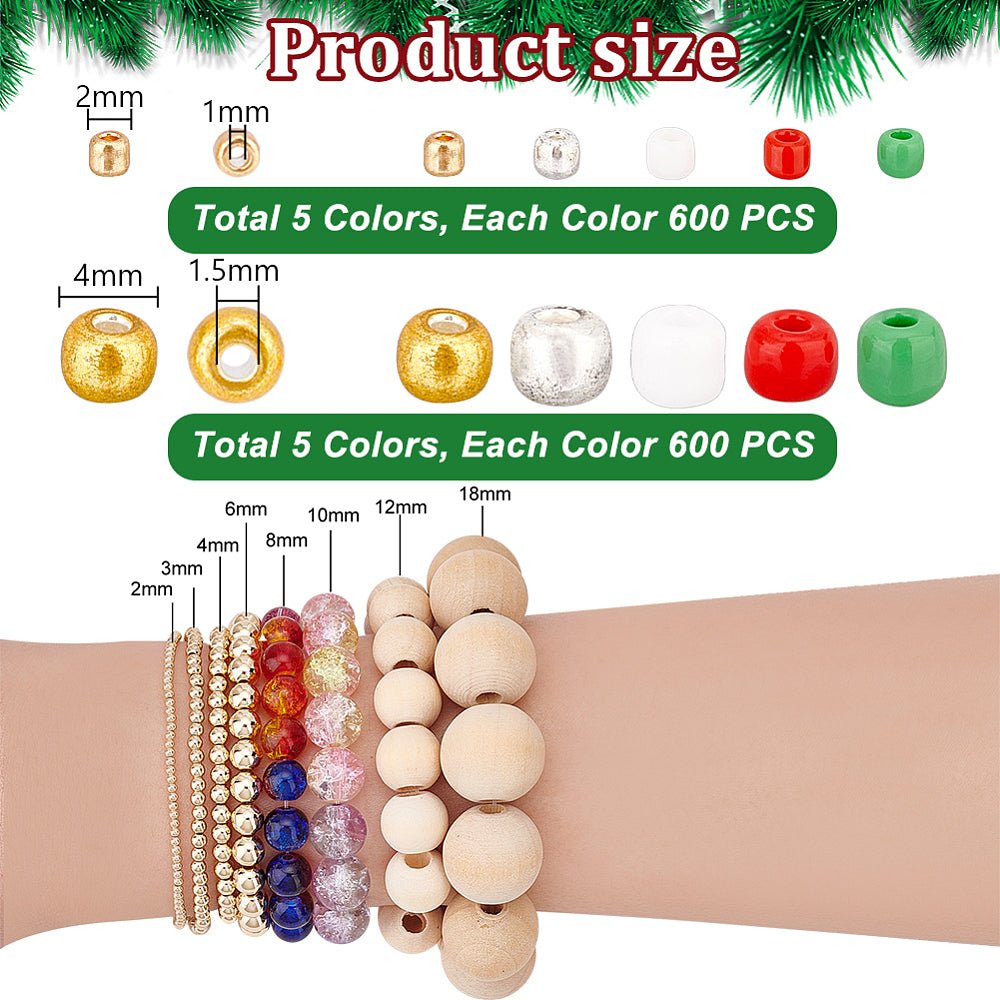 Seed Beads DIY Sæt – Jule Farve Mix, Metallic Og Opaque, Runde (2-4mm) - Uniq Perler - 126327