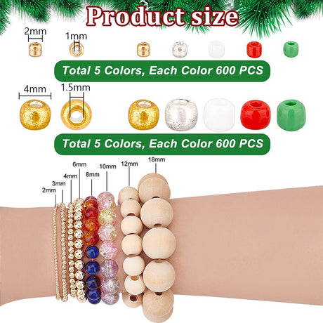 Seed Beads DIY Sæt – Jule Farve Mix, Metallic Og Opaque, Runde (2-4mm) - Uniq Perler - 126327