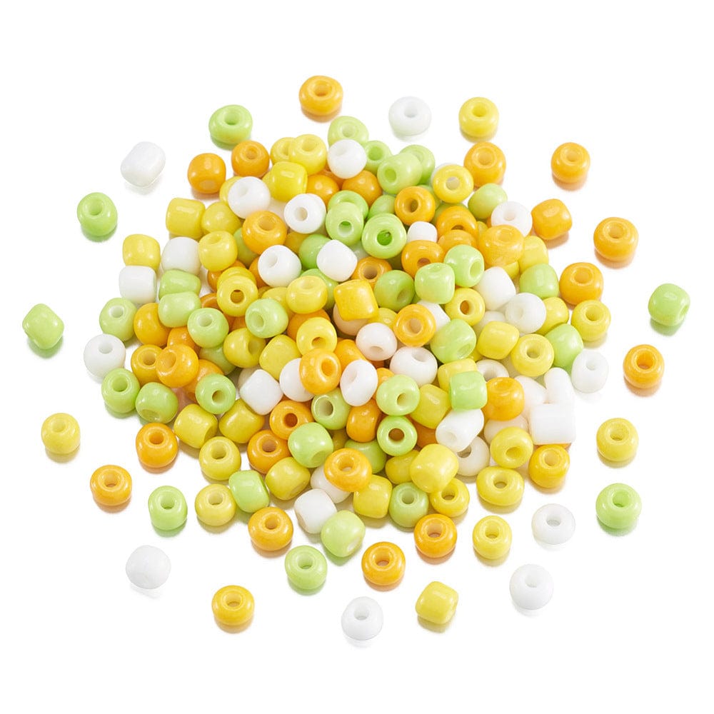 Seed Beads, Gult Mix, 4 - 4,5mm, (Ca. 2400 Stk Perler.) - Uniq Perler - 115142