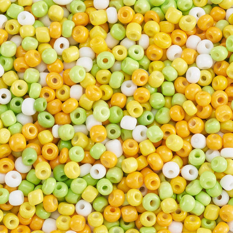 Seed Beads, Gult Mix, 4 - 4,5mm, (Ca. 2400 Stk Perler.) - Uniq Perler - 115142