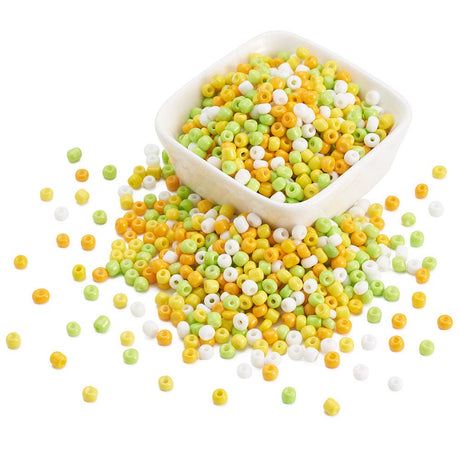 Seed Beads, Gult Mix, 4 - 4,5mm, (Ca. 2400 Stk Perler.) - Uniq Perler - 115142