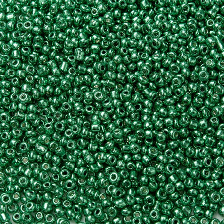 Seed Beads – Metallic Havgrøn, Runde (2mm) 450g - Uniq Perler - 126369