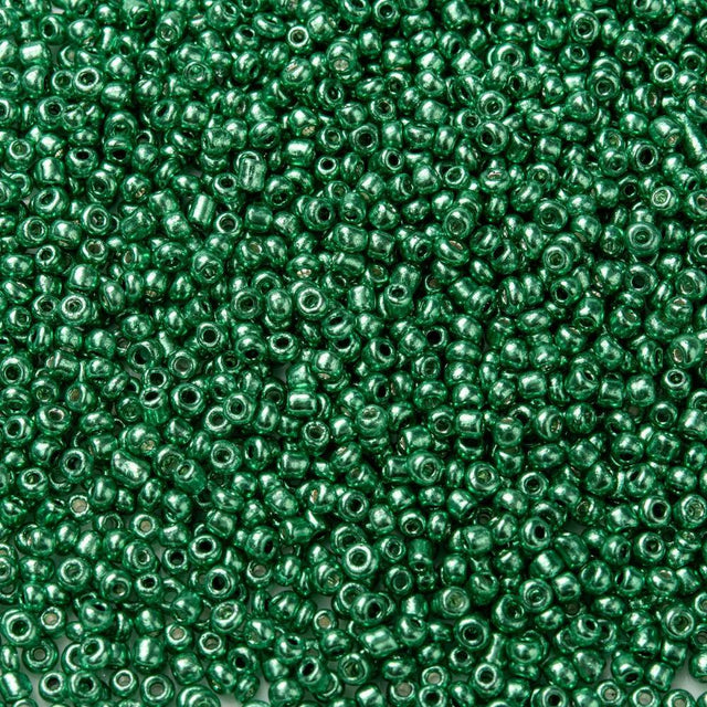 Seed Beads – Metallic Havgrøn, Runde (2mm) 450g - Uniq Perler - 126369
