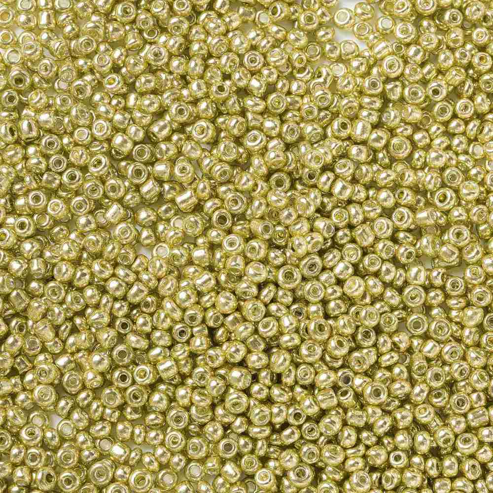 Seed Beads – Metallic Lys Guld, Runde (2mm) 450g - Uniq Perler - 126365