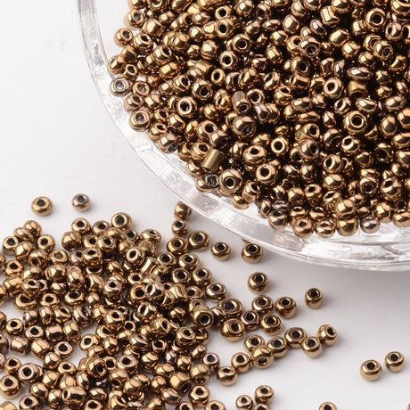 Seed Beads – Metallic Mørk Guld (12/0, 2mm) 450g - Uniq Perler - 126430