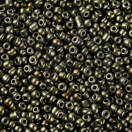 Seed Beads – Metallic Mørk Olivengrøn, Runde (2mm) 450g - Uniq Perler - 126357