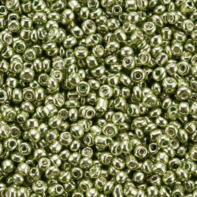 Seed Beads – Metallic Olivengrøn, Runde (2mm) 450 g - Uniq Perler - 126455