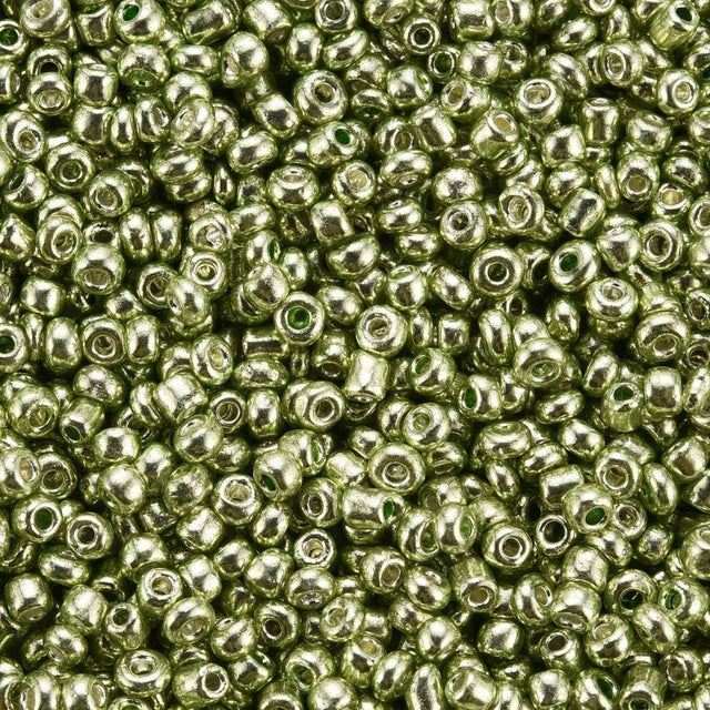 Seed Beads – Metallic Olivengrøn, Runde (2mm) 450 g - Uniq Perler - 126455
