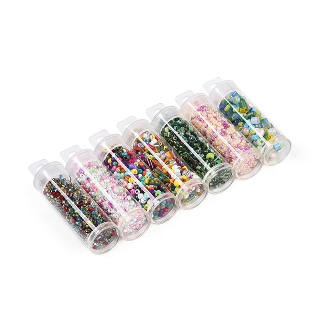 Seed Beads – Mix Farver Og Størrelser (1 - 7mm) 7 Glas - Uniq Perler - 115057