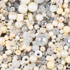 Seed Beads – Mix White/Beige Colors (1.8–9.2mm) 20g - Uniq Perler - 115226