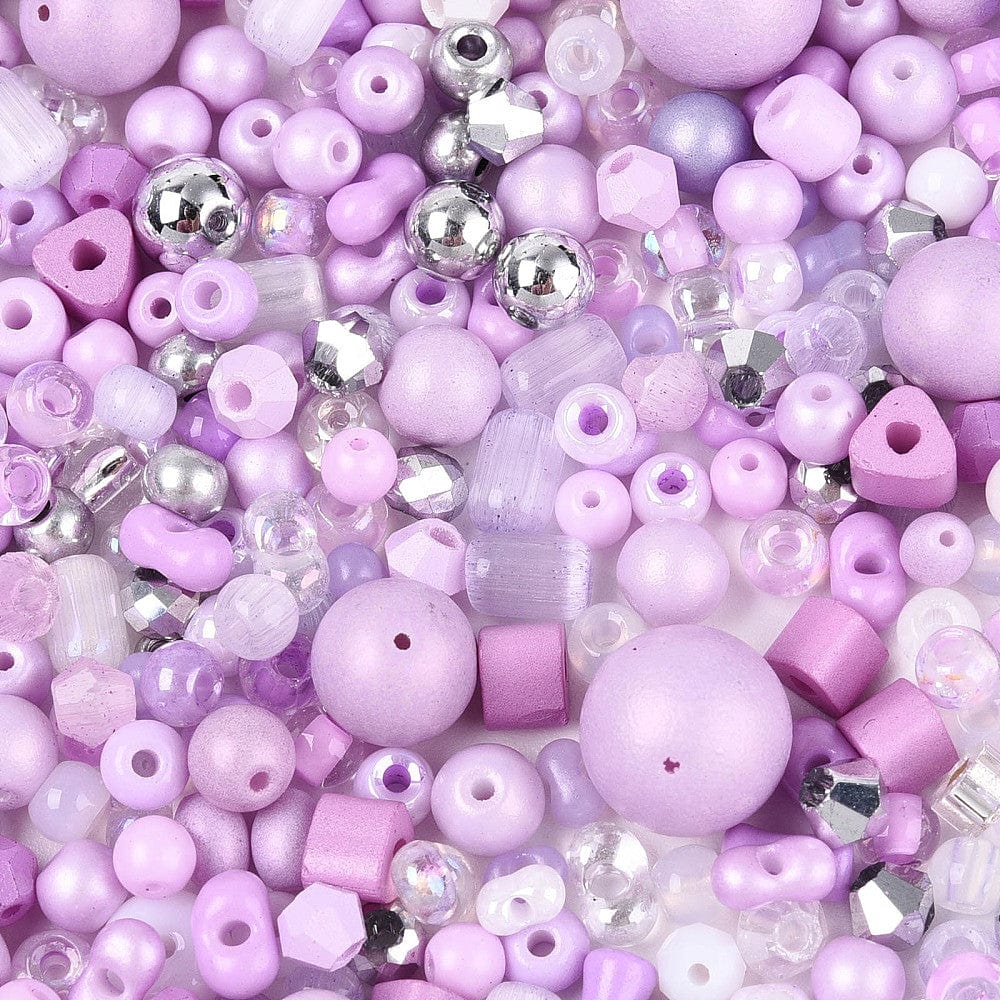 Seed Beads – Mix Lilla Farver (1–9,5mm) 20g - Uniq Perler - 115225