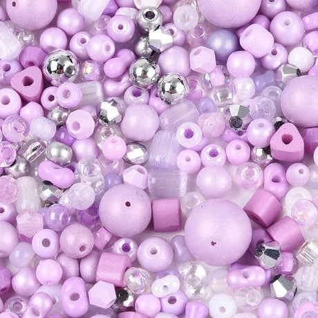 Seed Beads – Mix Lilla Farver (1–9,5mm) 20g - Uniq Perler - 115225