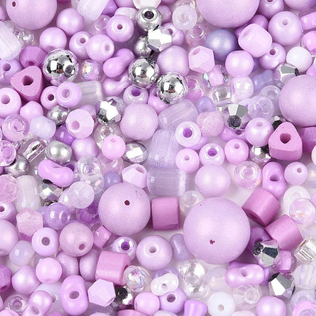 Seed Beads – Mix Lilla Farver (1–9,5mm) 20g - Uniq Perler - 115225