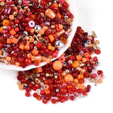 Seed Beads – Mix Røde Farver (2,5–10mm) 20g - Uniq Perler - 115224