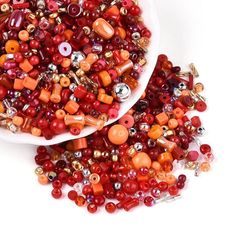 Seed Beads – Mix Røde Farver (2,5–10mm) 20g - Uniq Perler - 115224