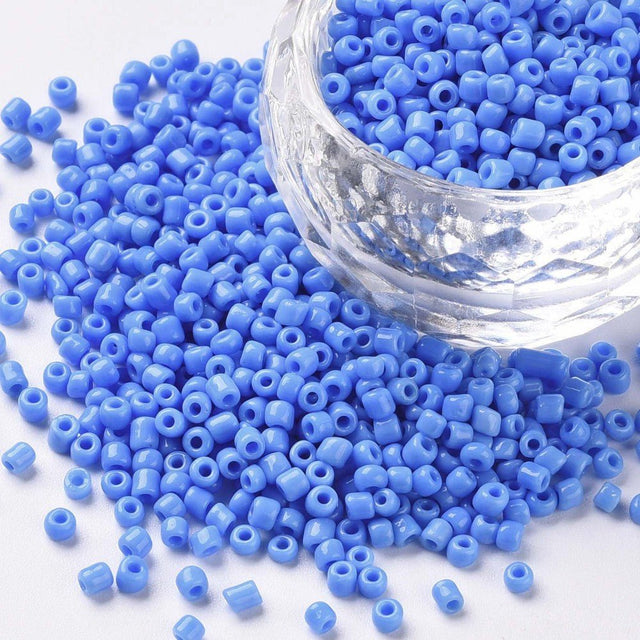 Seed Beads – Opaque Kornblomstblå, Runde (12/0, 2mm) Ca. 450gr - Uniq Perler - 126426