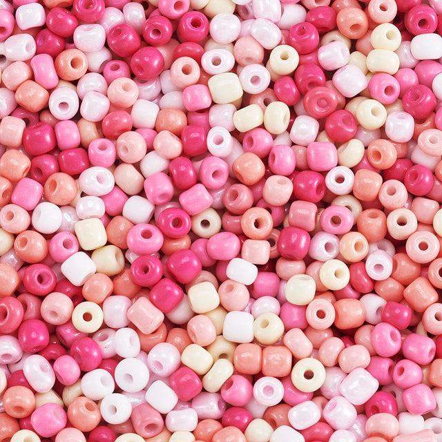 Seed Beads, Pink Mix, 4 - 4,5mm, (Ca. 2400 Stk Perler.) - Uniq Perler - 115143
