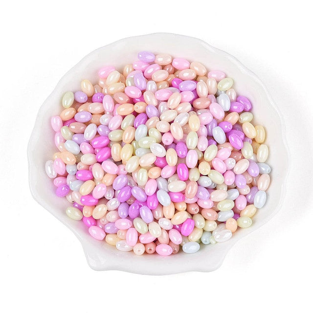 Seed Beads – Rice, Mix Farver (4x7mm) 50g - Uniq Perler - 115331