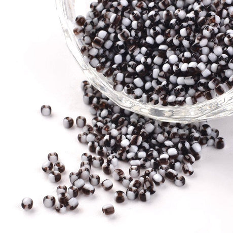 Seed Beads – Sort/Hvid Stribet, Rund (1,5 - 2mm, 450g) - Uniq Perler - 0000014677