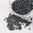 Seed Beads, Stribet Grøn/Brun/Blå, 2mm, 20gr - Uniq Perler - 532567