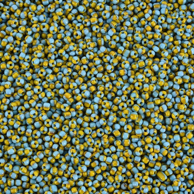 Seed Beads, To - Farvet Blå/Gul, 2mm, 12/0 - Uniq Perler - 0000014584