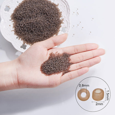 Seed Beads – Transparent Brun, Runde (2mm), 11200 stk. - Uniq Perler - 126378