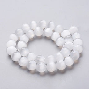 Selenite – White/Clear, Round (10mm) - Uniq Perler - 112472