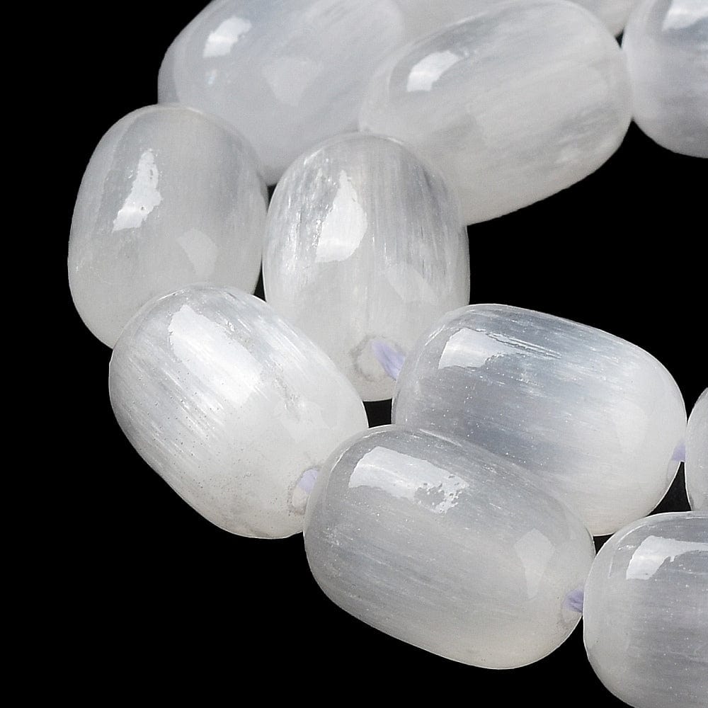Selenit – Tøndeformet (8x12mm) - Uniq Perler - 112476