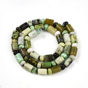 Serpentinperlen, Grüner Mix, Rohr und Rondell, 8,5x6mm und (5,5x4mm) - Uniq Perler - 743183