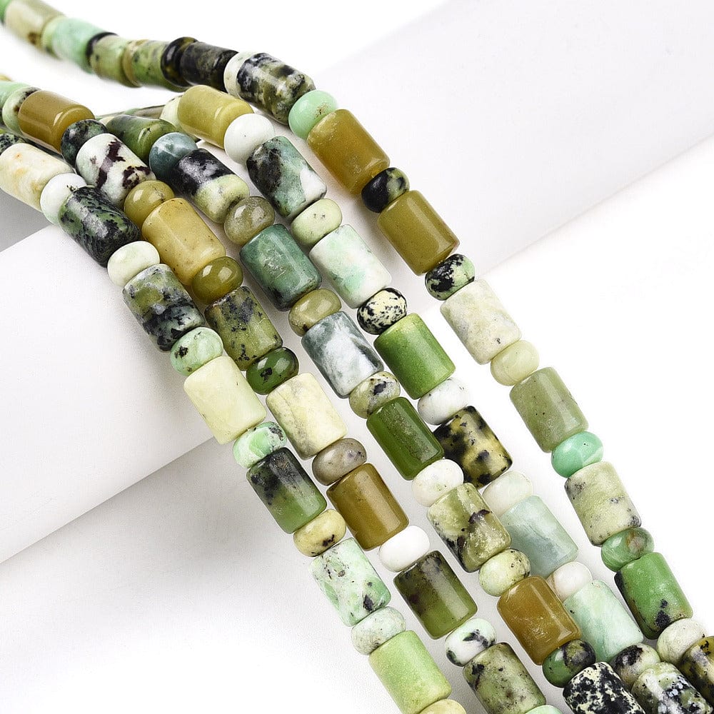 Serpentin Perler, Grønt Mix, Rør og Rondel, 8,5x6mm og (5,5x4mm) - Uniq Perler - 743183