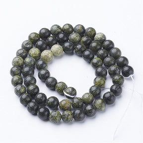 Serpentin Perlen – Dunkelgrün, Rund (6mm) - Uniq Perler - 