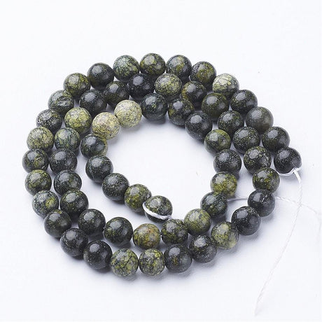 Serpentin Perler – Mørkegrøn, Rund (6mm) - Uniq Perler - 