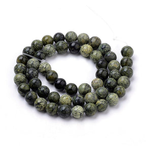Serpentin Perlen – Dunkelgrün, Rund (8mm) - Uniq Perler - 
