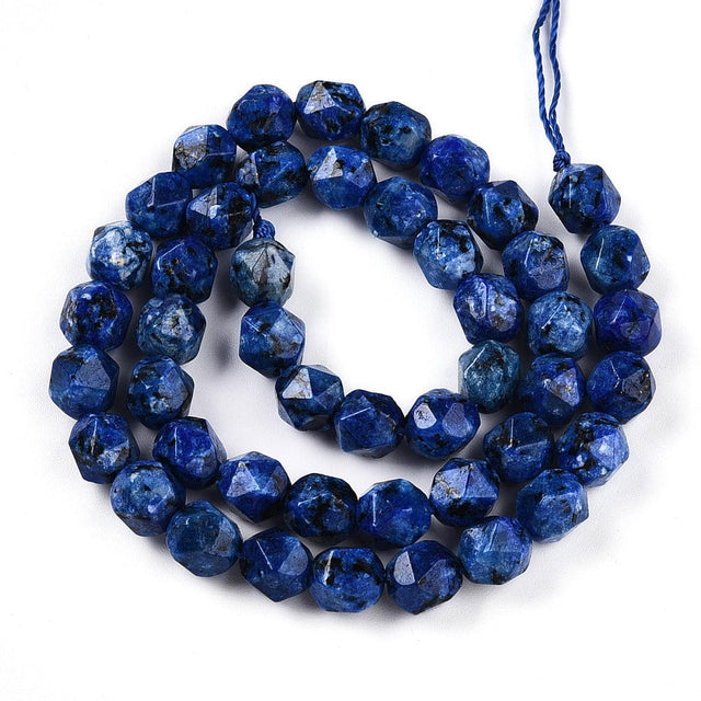 Sesam Jaspis - Blå, Facetteret, Star Cut (7 - 8x6 - 7mm) - Uniq Perler - 114482