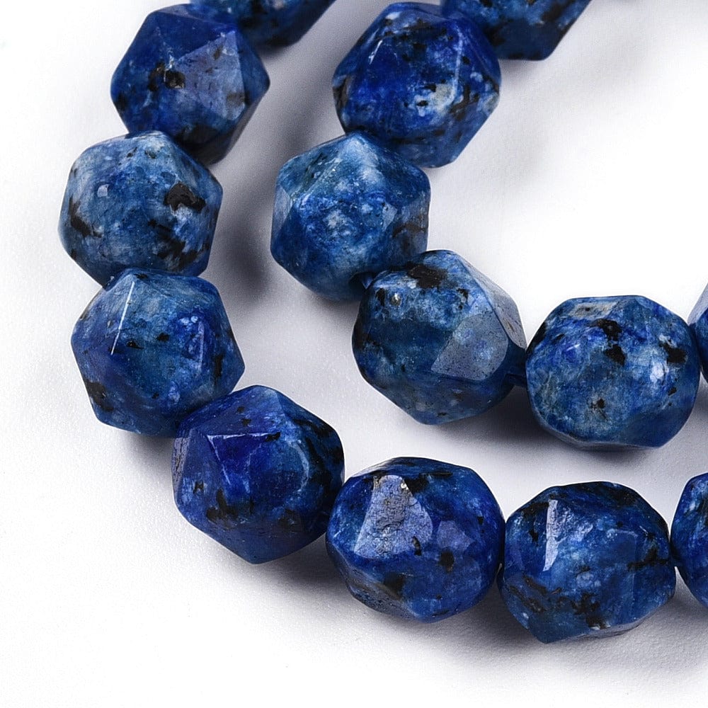 Sesam Jaspis - Blå, Facetteret, Star Cut (7 - 8x6 - 7mm) - Uniq Perler - 114482