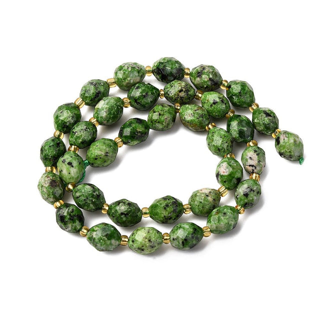 Sesame Jaspis Perler – Facetteret Risform (9,5x8mm) - Uniq Perler - 115787