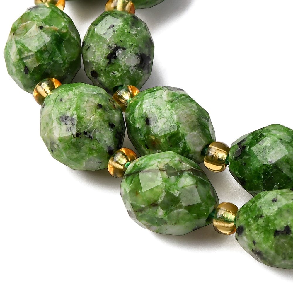 Sesame Jaspis Perler – Facetteret Risform (9,5x8mm) - Uniq Perler - 115787