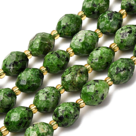 Sesame Jaspis Perler – Facetteret Risform (9,5x8mm) - Uniq Perler - 115787