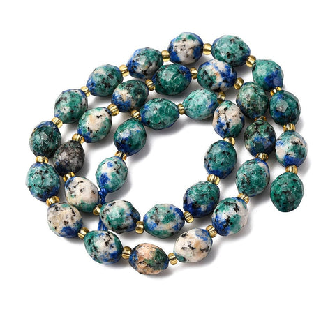 Sesame Jaspis Perler – Facetteret Risform (9,5x8mm) - Uniq Perler - 399284