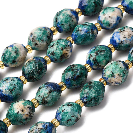 Sesame Jaspis Perler – Facetteret Risform (9,5x8mm) - Uniq Perler - 399284