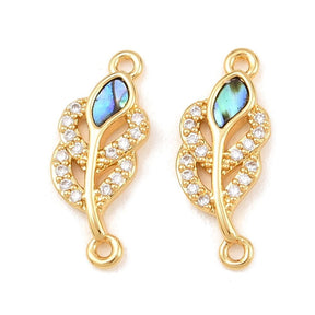 Shell Blad Mellemled – Zirkonia 18K Forgyldt (18mm) - Uniq Perler - 117695