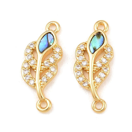 Shell Blad Mellemled – Zirkonia 18K Forgyldt (18mm) - Uniq Perler - 117695