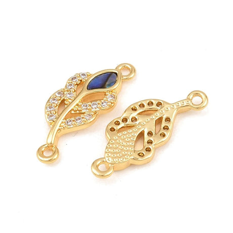 Shell Blad Mellemled – Zirkonia 18K Forgyldt (18mm) - Uniq Perler - 117695