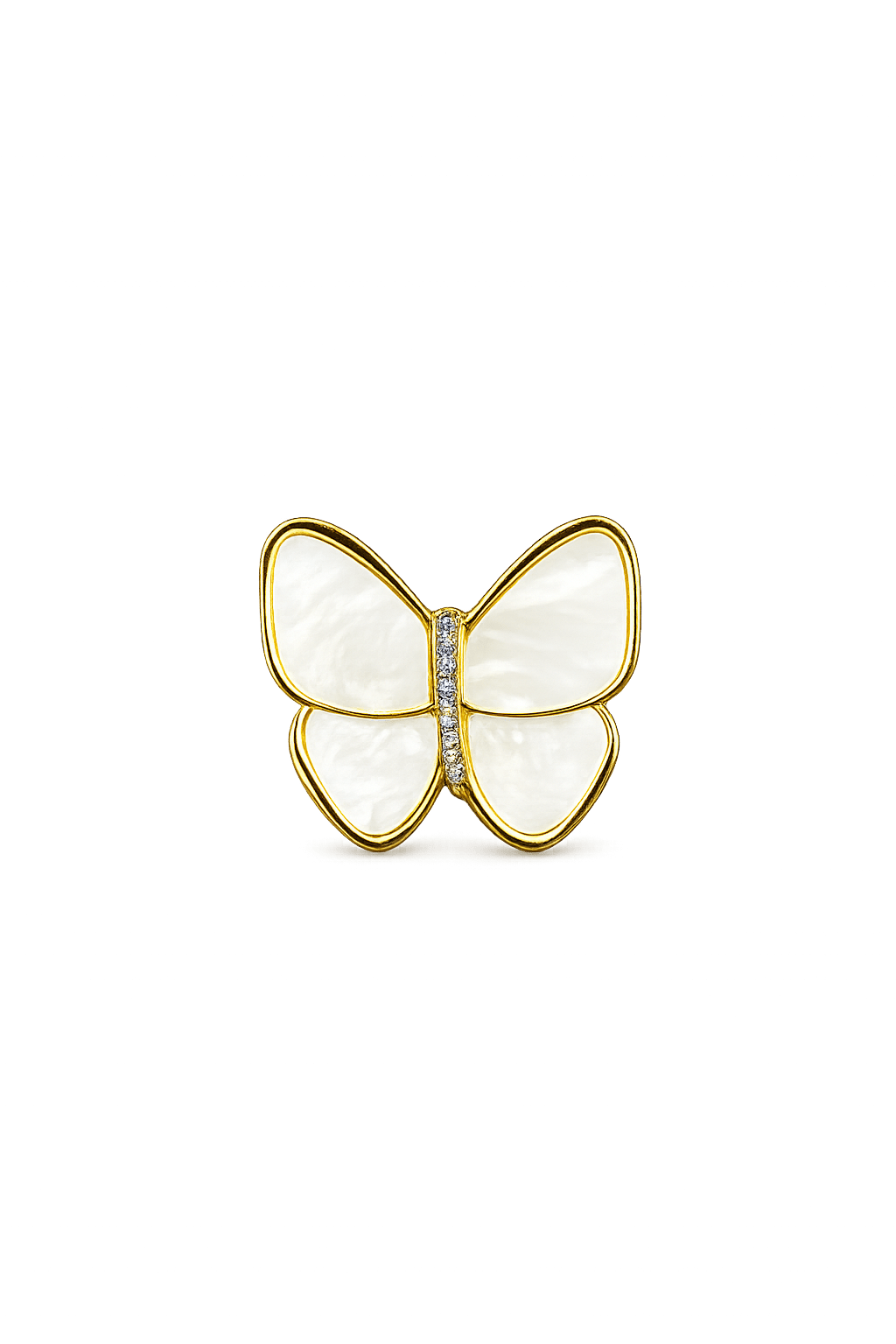 Shell broche med forgyldte detaljer – håndlavet (32mm) - Uniq Perler - 122273