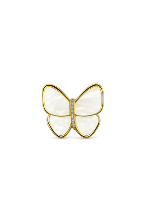 Shell broche med forgyldte detaljer – håndlavet (32mm) - Uniq Perler - 122273