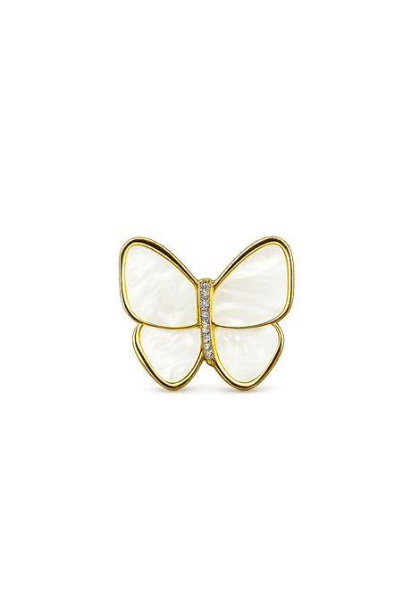 Shell broche med forgyldte detaljer – håndlavet (32mm) - Uniq Perler - 122273